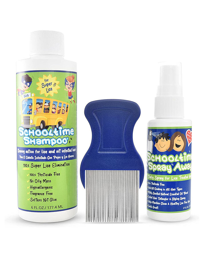 Schooltime Lice control Products - Schooltime Lice Shampoo Kit for Kids, After Treatment Spray and Lice Comb