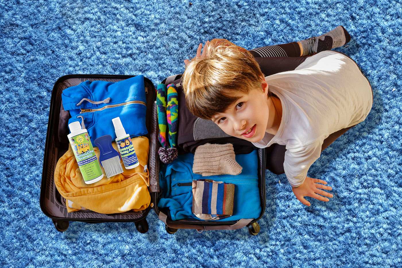 Don't forget to pack your Schooltime Head Lice Travel Kit no matter where you are going!